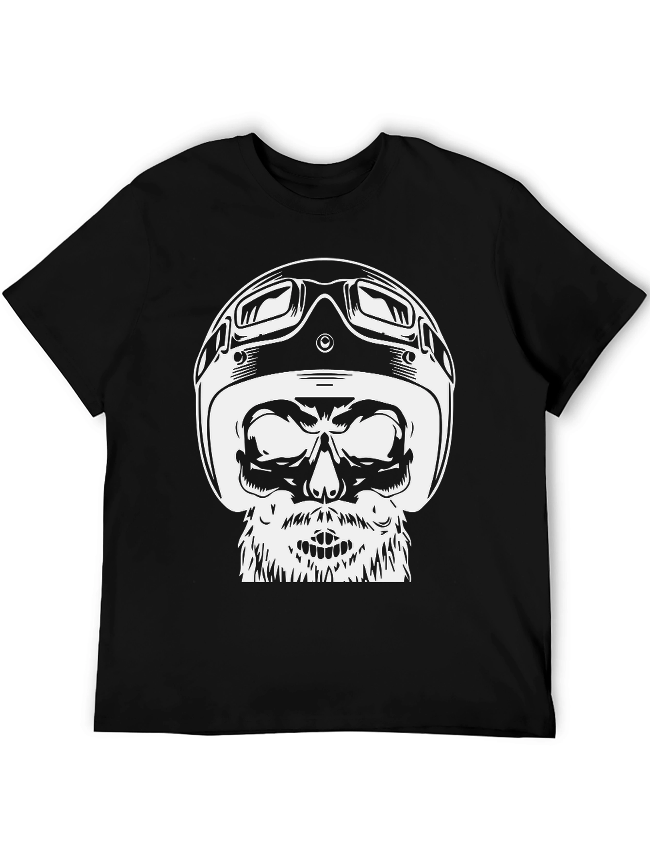Black Skull Helmet Graphic Tee - Black Cotton T-Shirt view 5