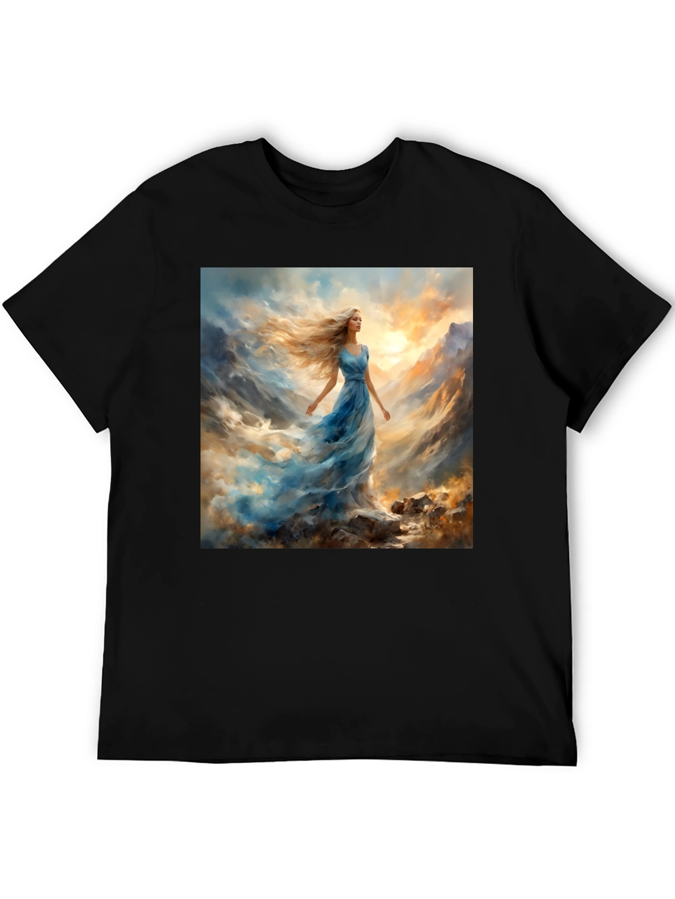 Black Woman in Blue Dress T-Shirt view 5