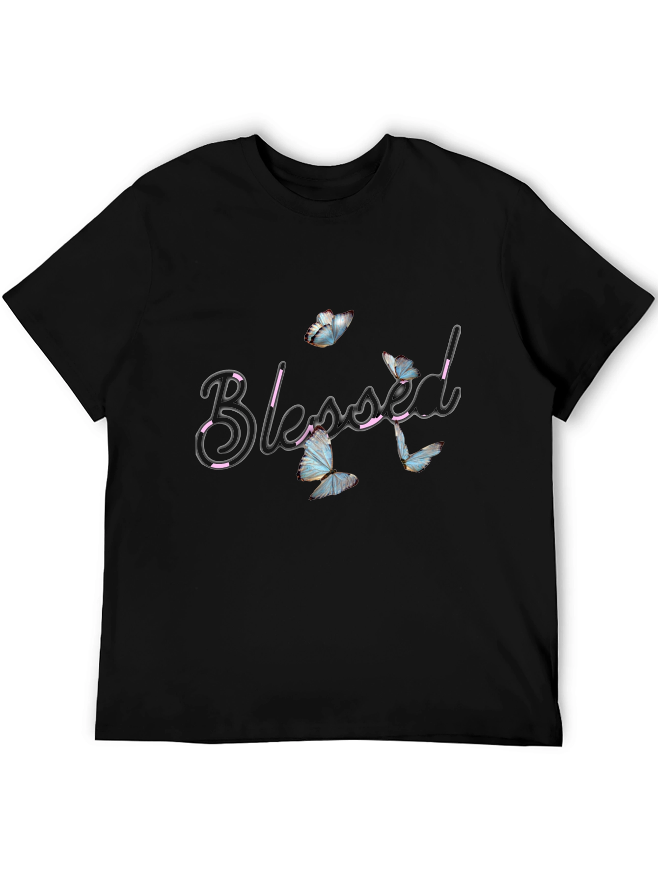 Black Blessed Butterfly Graphic Tee - Soft Black Cotton view 5