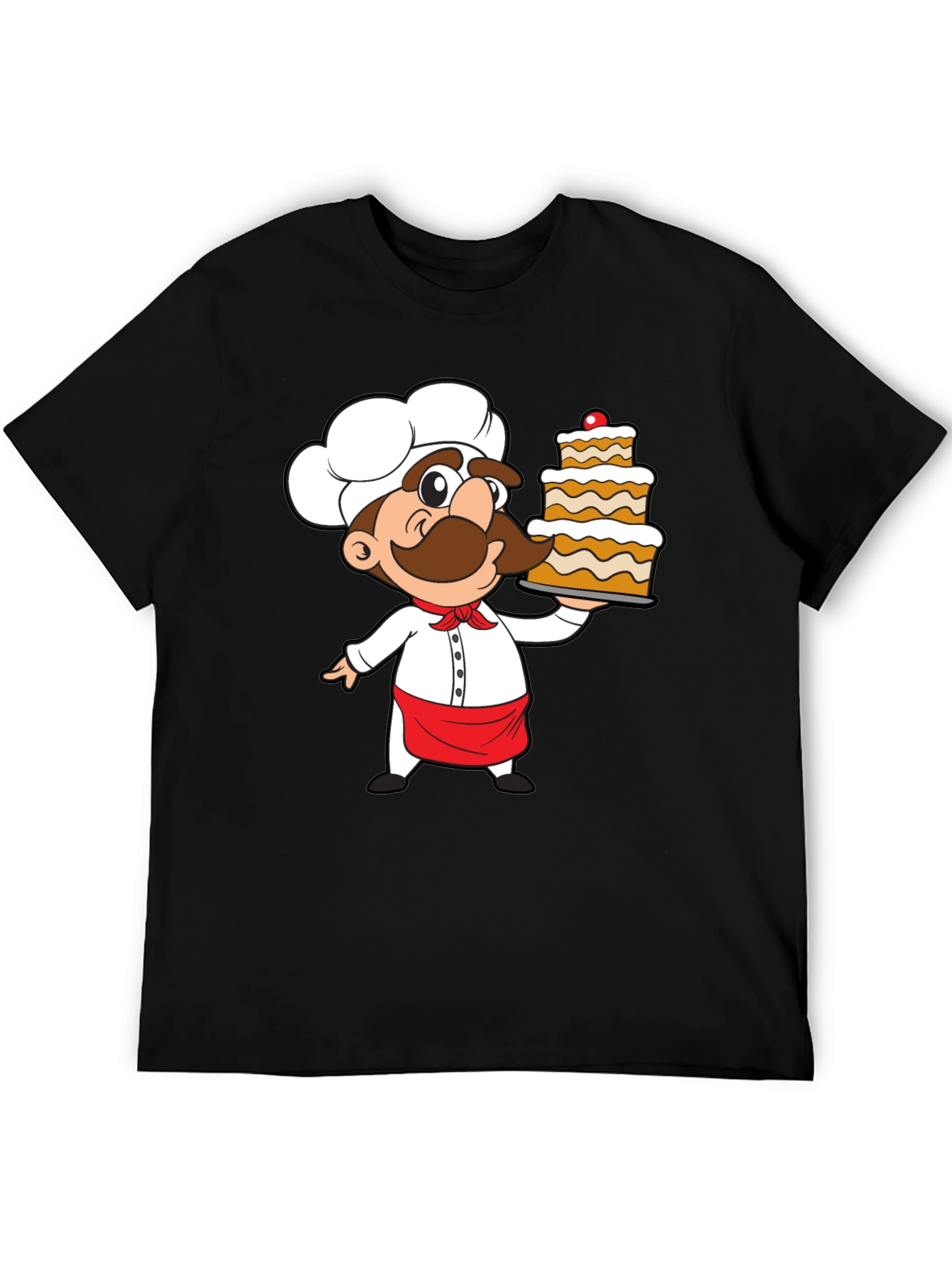 Black Chef Cartoon Graphic Print T-Shirt view 5