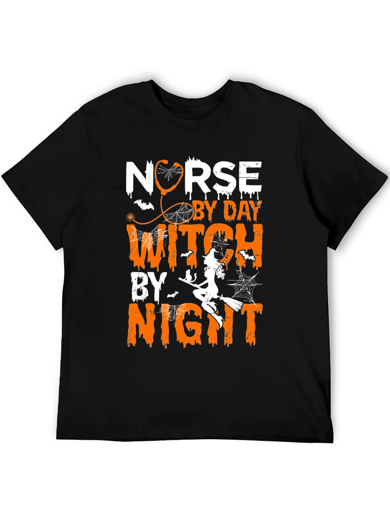Black Nurse By Day Witch By Night Halloween T-Shirt view 5