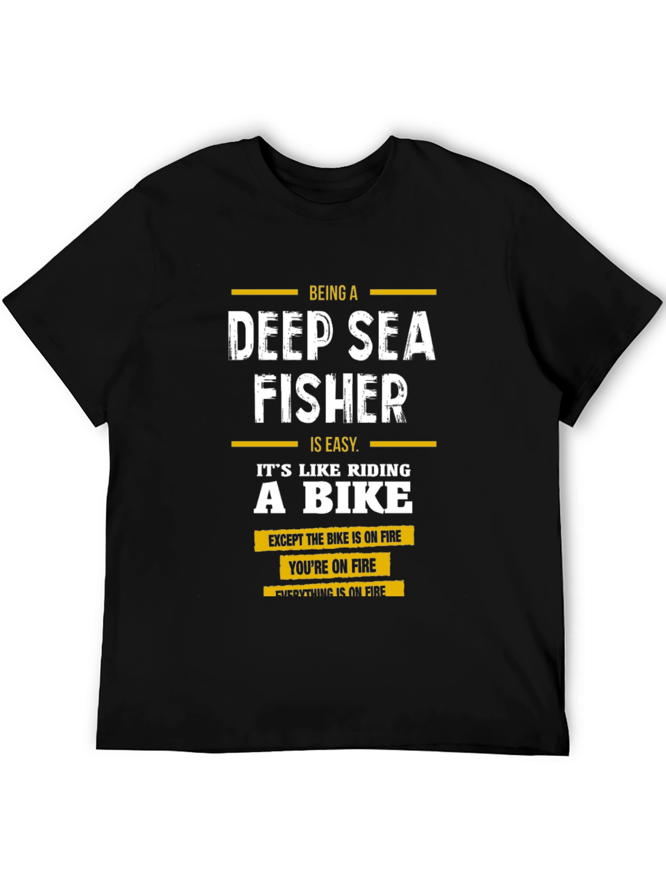 Black Deep Sea Fisher Funny T-Shirt view 5