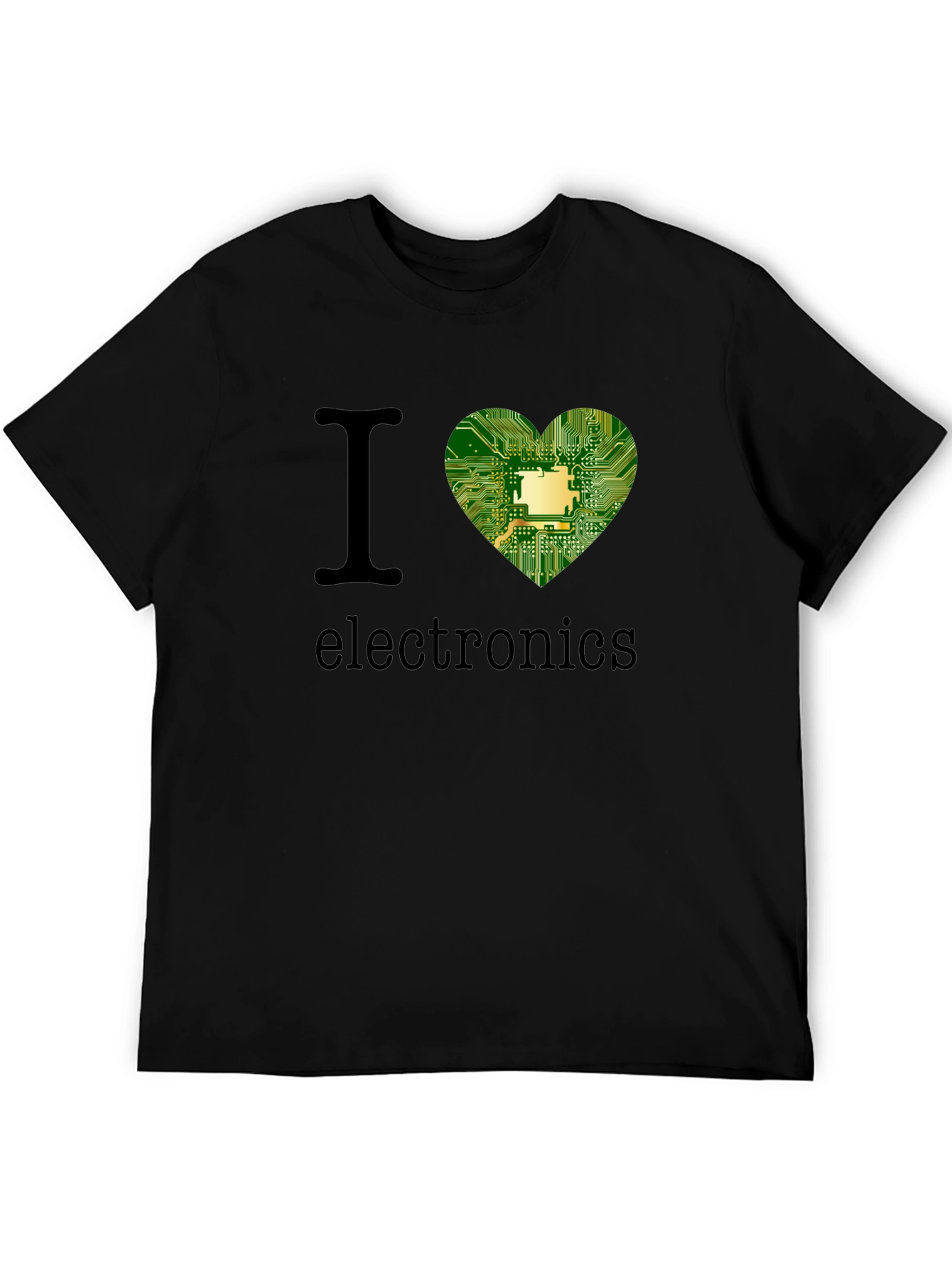 Black I Heart Electronics T-Shirt - Circuit Board Design view 5