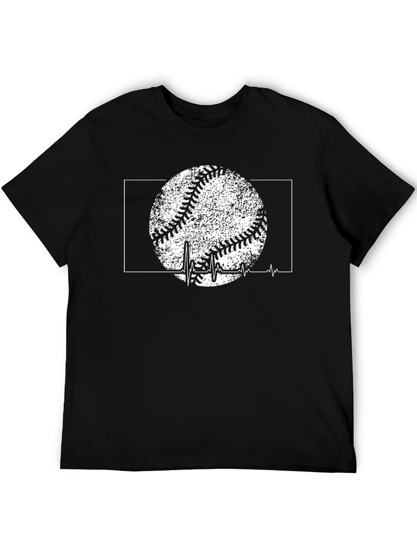 Black Baseball Heartbeat Graphic Tee view 5