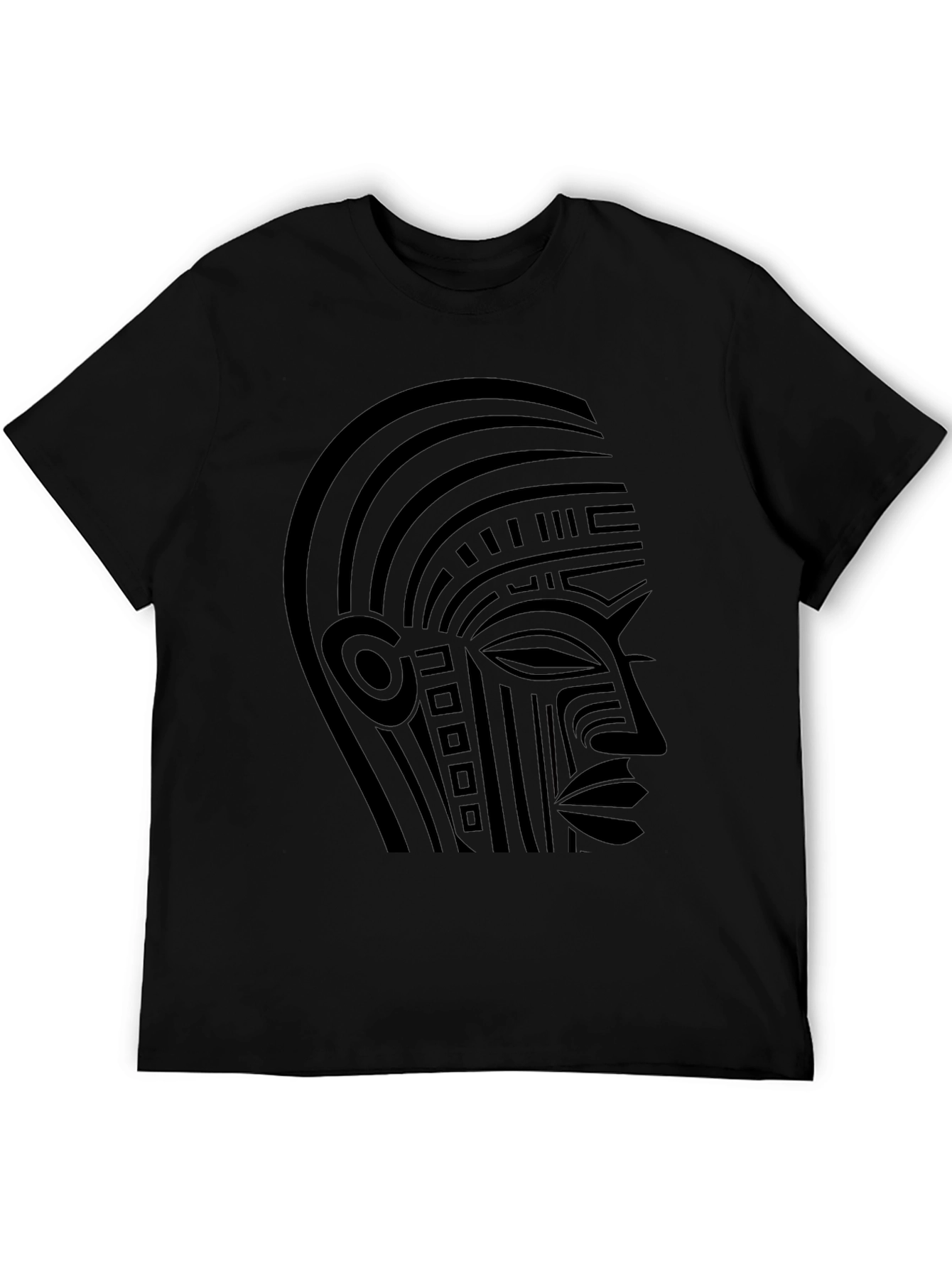 Black Tribal Face Graphic Black T-Shirt view 5