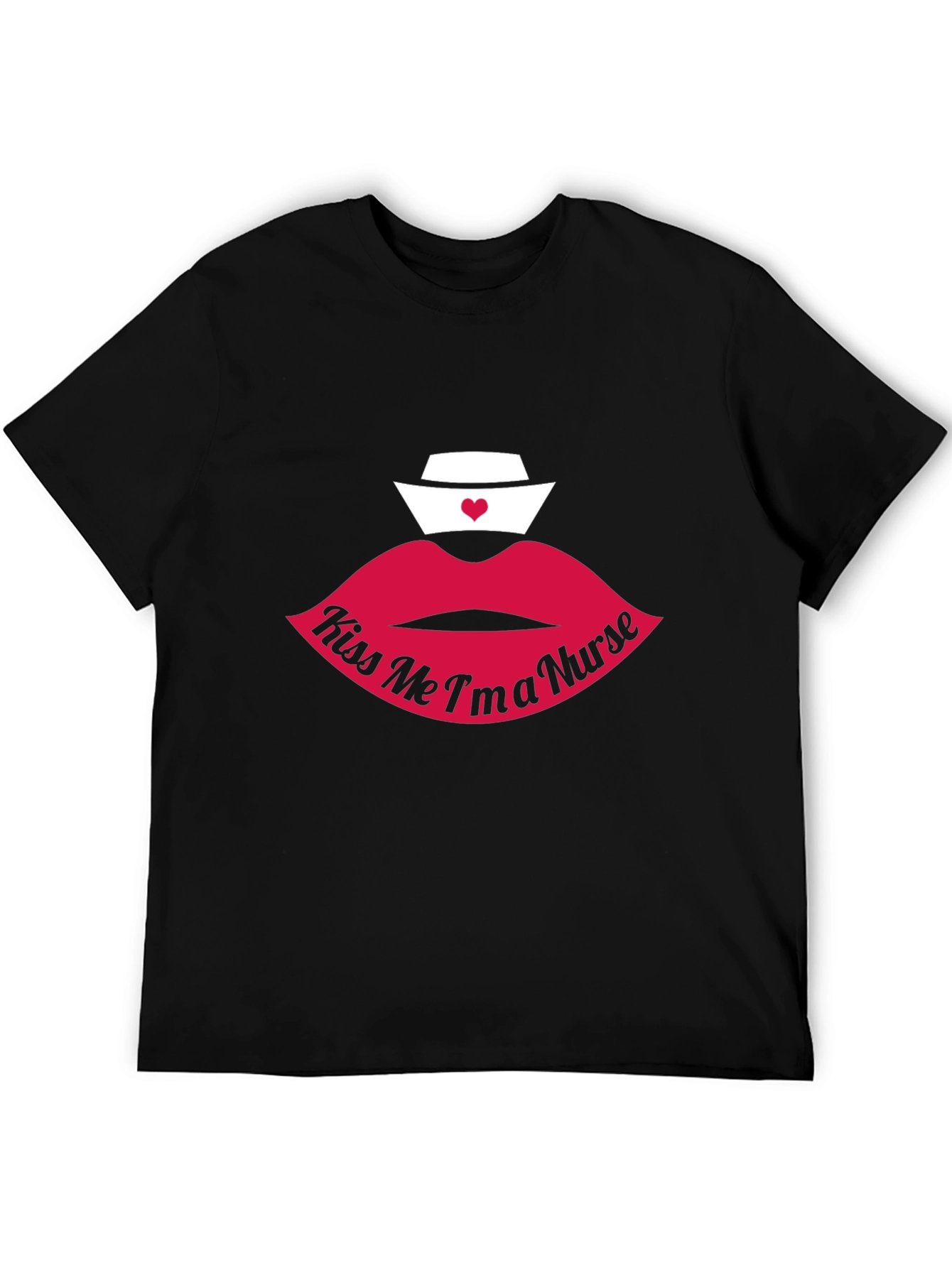 Black Kiss Me I'm A Nurse Lips Graphic T-Shirt view 5