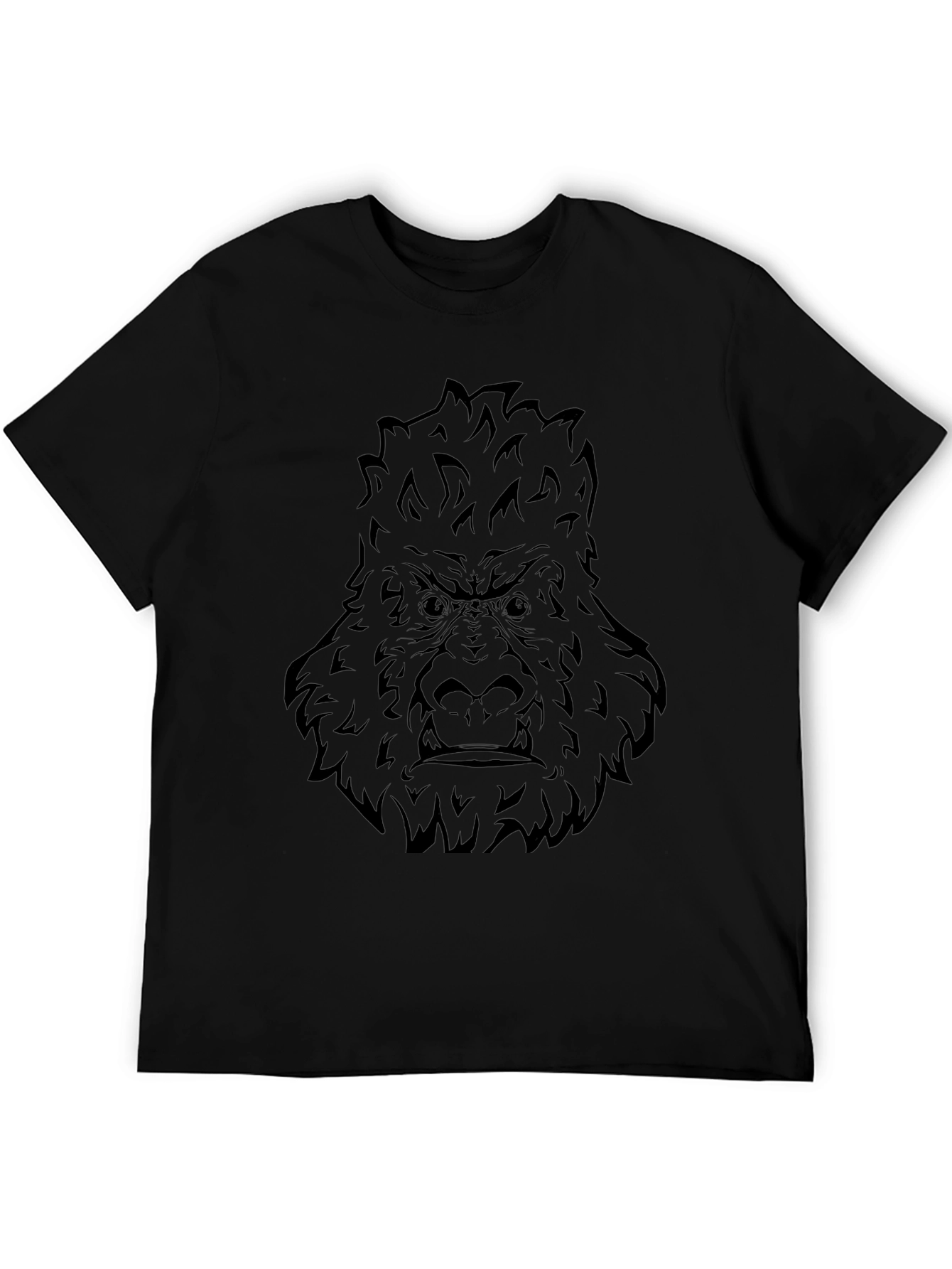 Black Graphic Gorilla Tee - Black Cotton Blend T-Shirt view 5