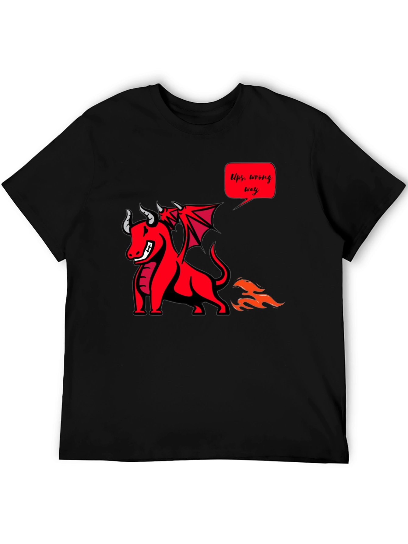 Black Funny Dragon T-Shirt - Ups, Wrong Way! view 5