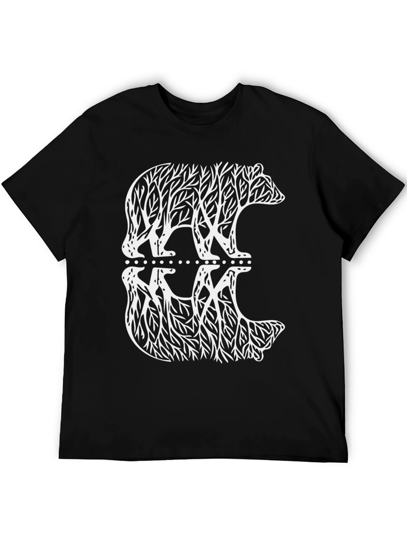 Black Nature Bear Graphic Tee - Black Cotton Blend T-Shirt view 5