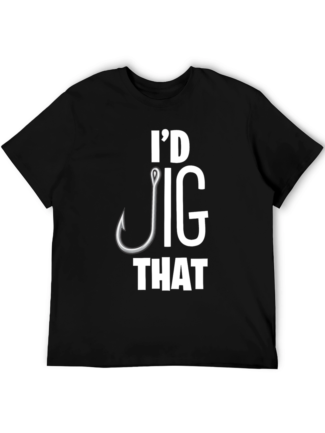 Black I'd Jig That T-Shirt, Funny Fishing Tee view 5
