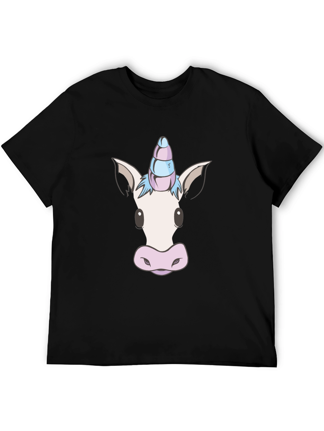 Black Unicorn Head Graphic Tee - Black Cotton Blend view 5