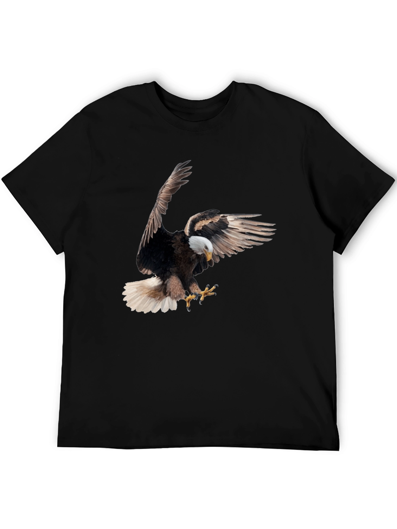 Black Bald Eagle Graphic Tee - Black Cotton Blend view 5