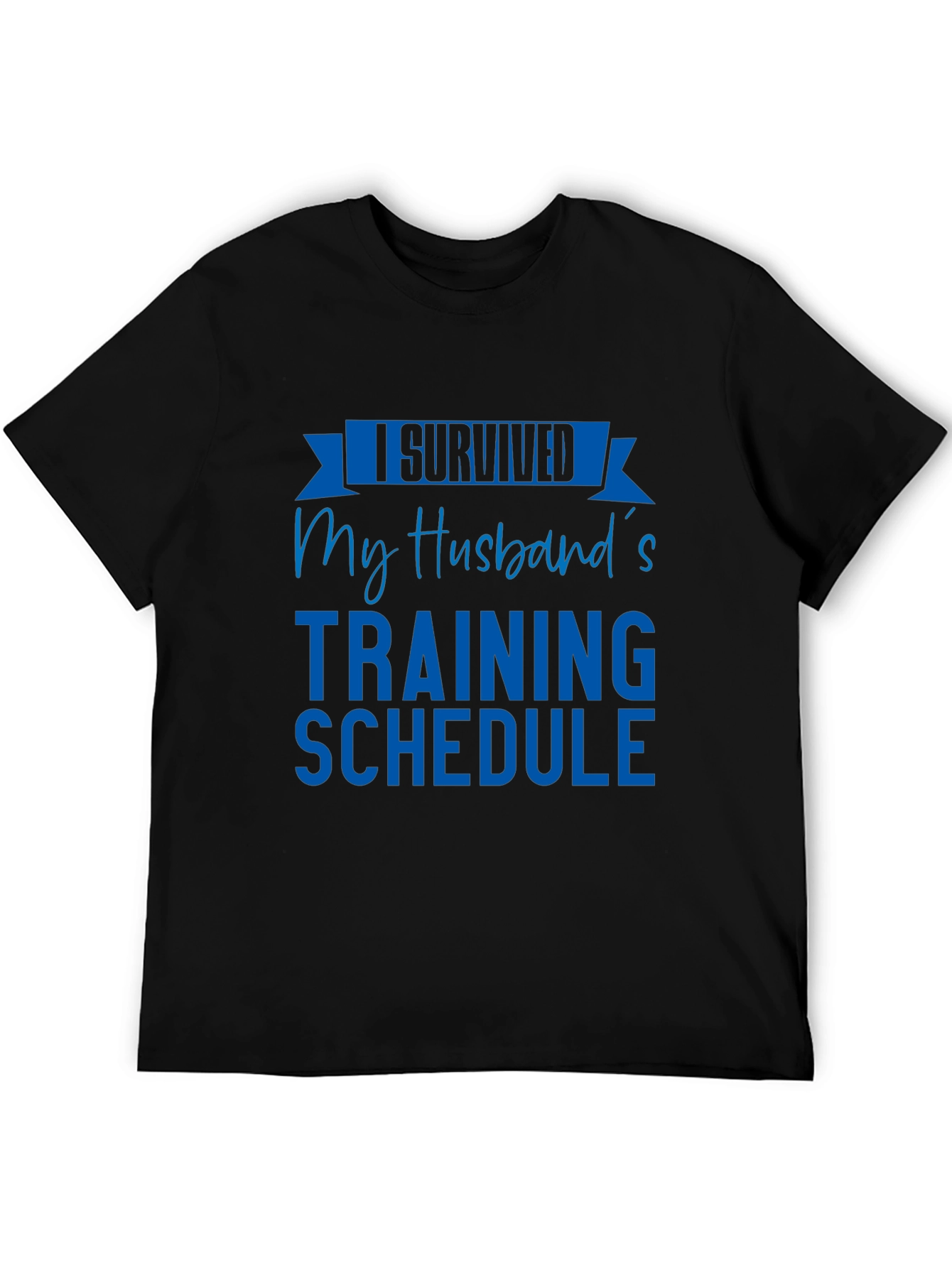 Black I Survived Husband's Training Schedule T-Shirt view 5