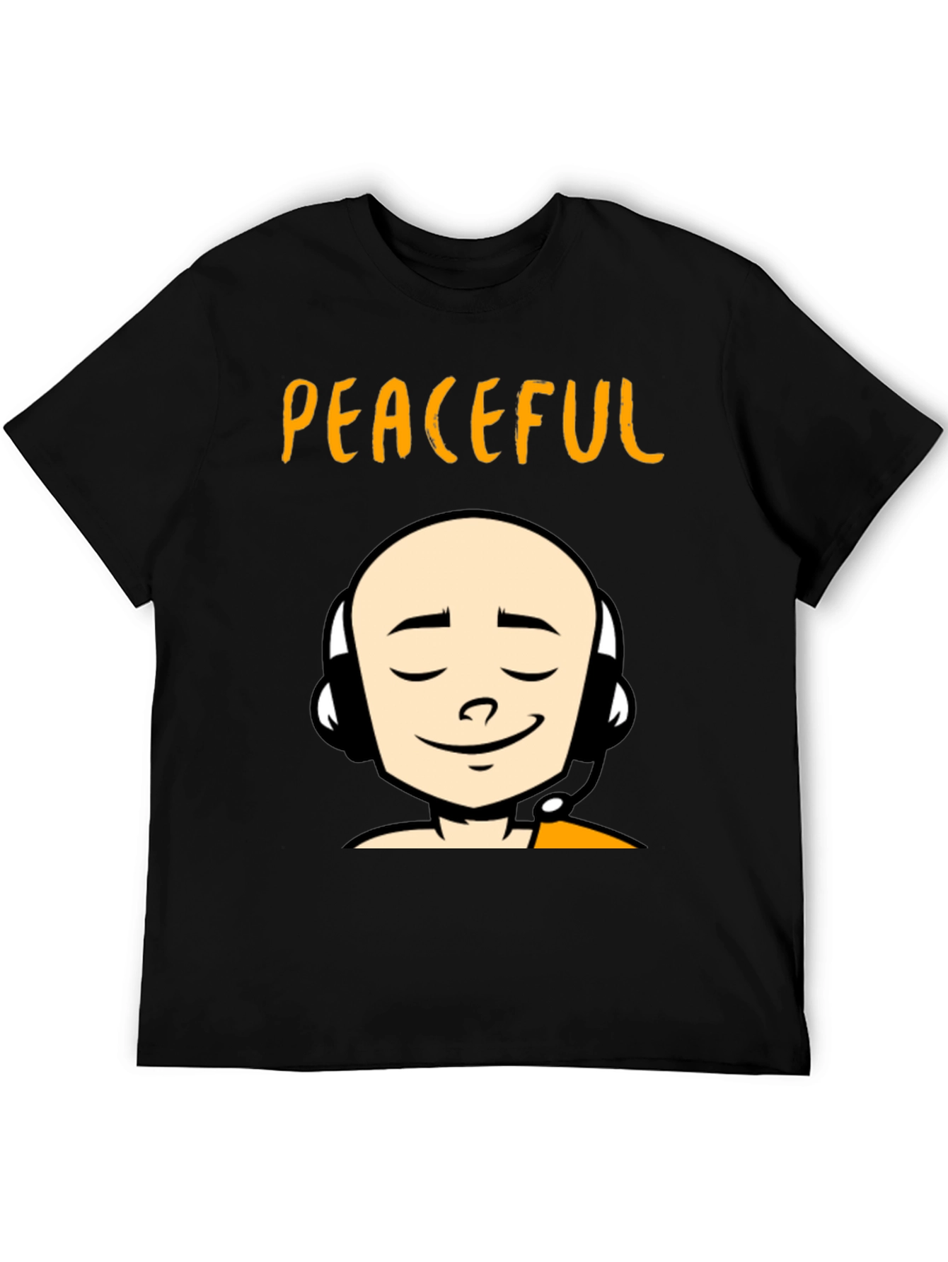 Peaceful Monk Graphic T-Shirt - Black Crew Neck Tee - 5