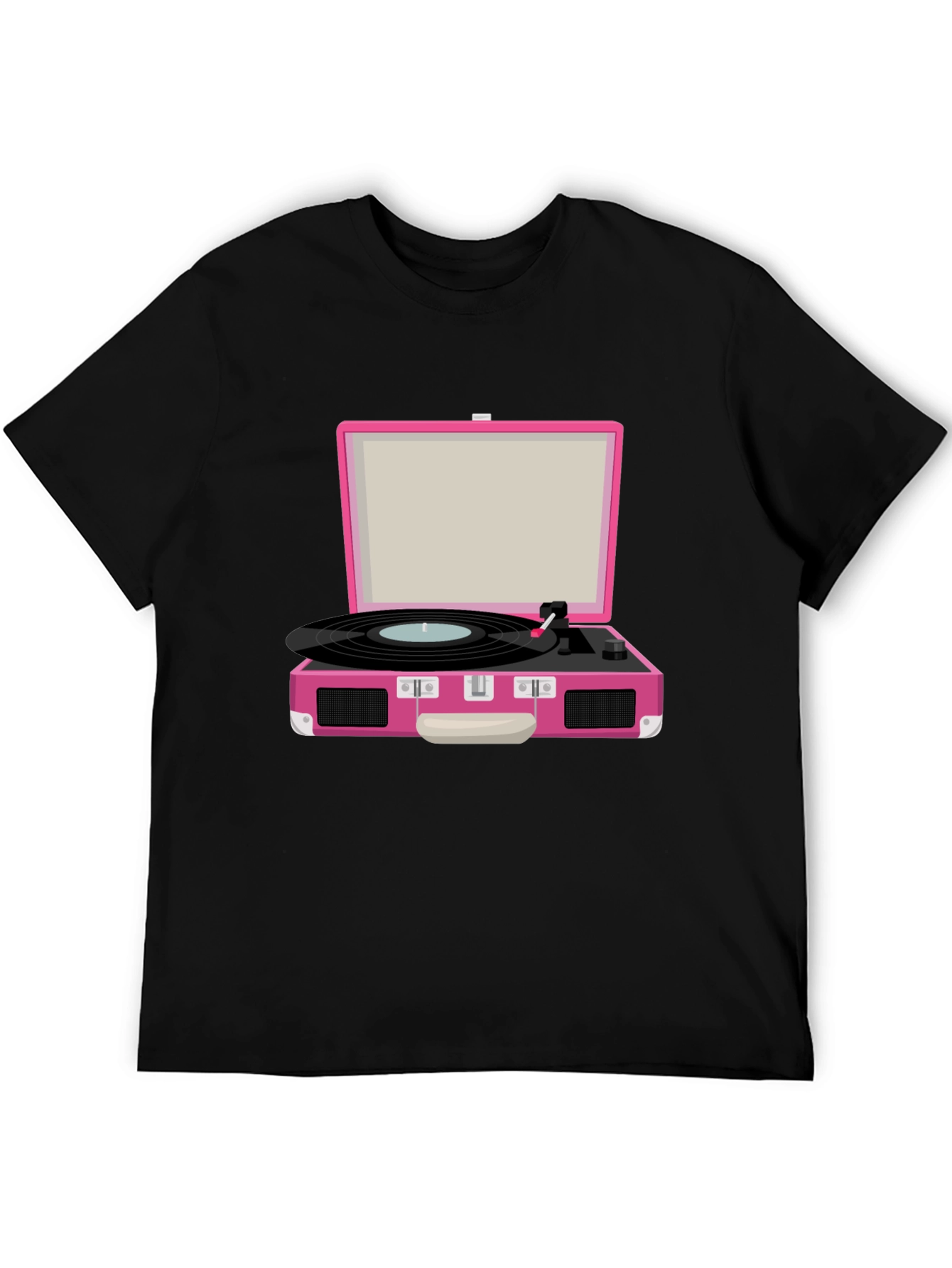 Retro Pink Record Player Graphic Tee - Music Lover T-Shirt - 5