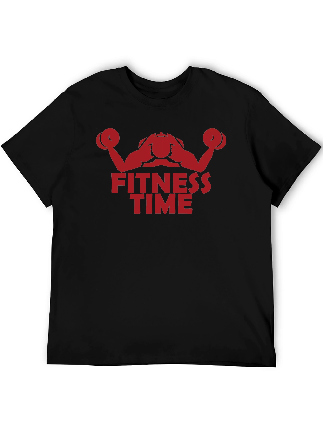 Black Fitness Time Graphic Tee - Black Cotton view 5