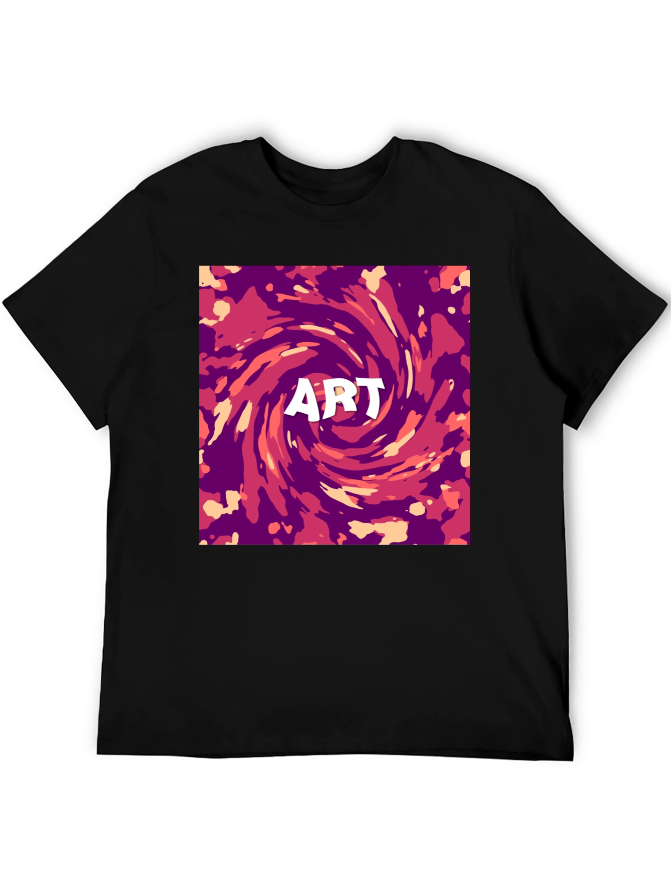 Black Abstract Art Swirl Graphic Print T-Shirt view 5