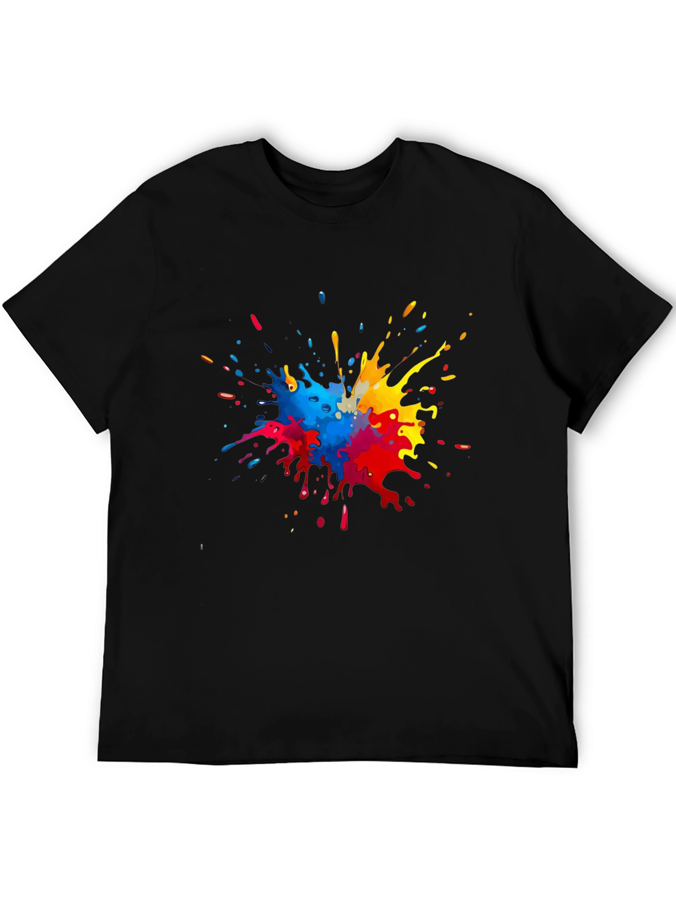 Black Colorful Paint Splatter Graphic T-Shirt view 5