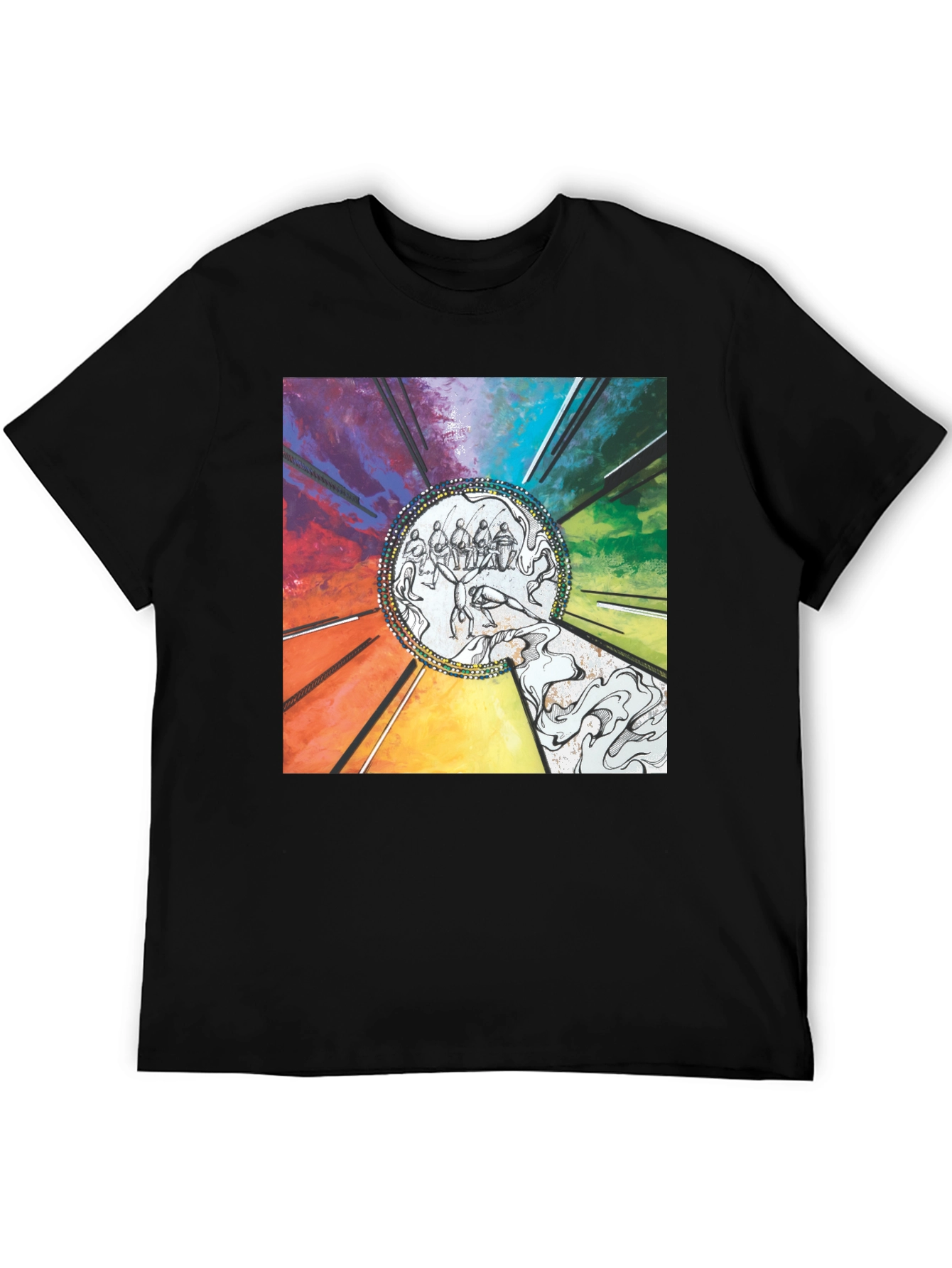 Black Colorful Graphic Print Black T-Shirt view 5