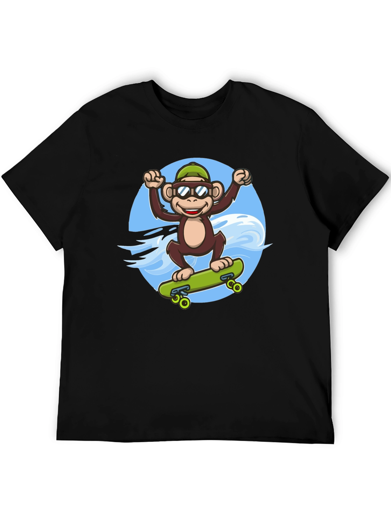 Black Monkey Skateboarder T-Shirt - Cool Graphic Tee view 5