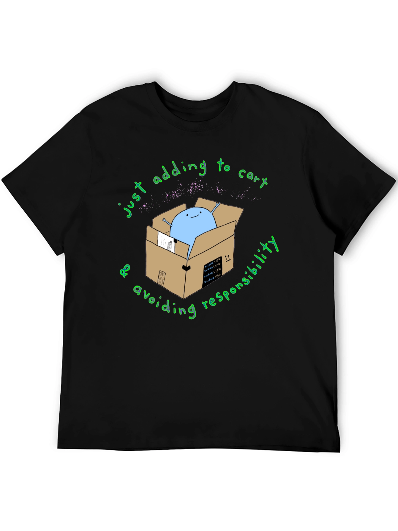 Black Adding to Cart T-Shirt - Avoiding Responsibility Tee view 5