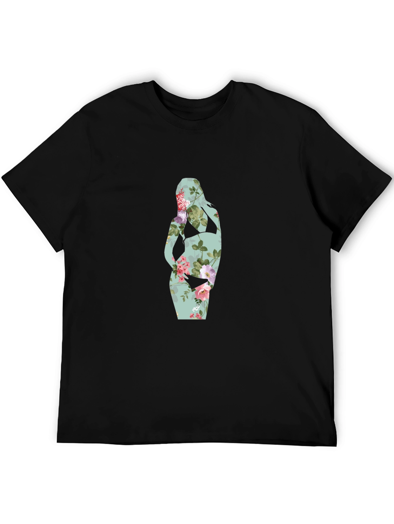Black Floral Silhouette Maternity T-Shirt view 5
