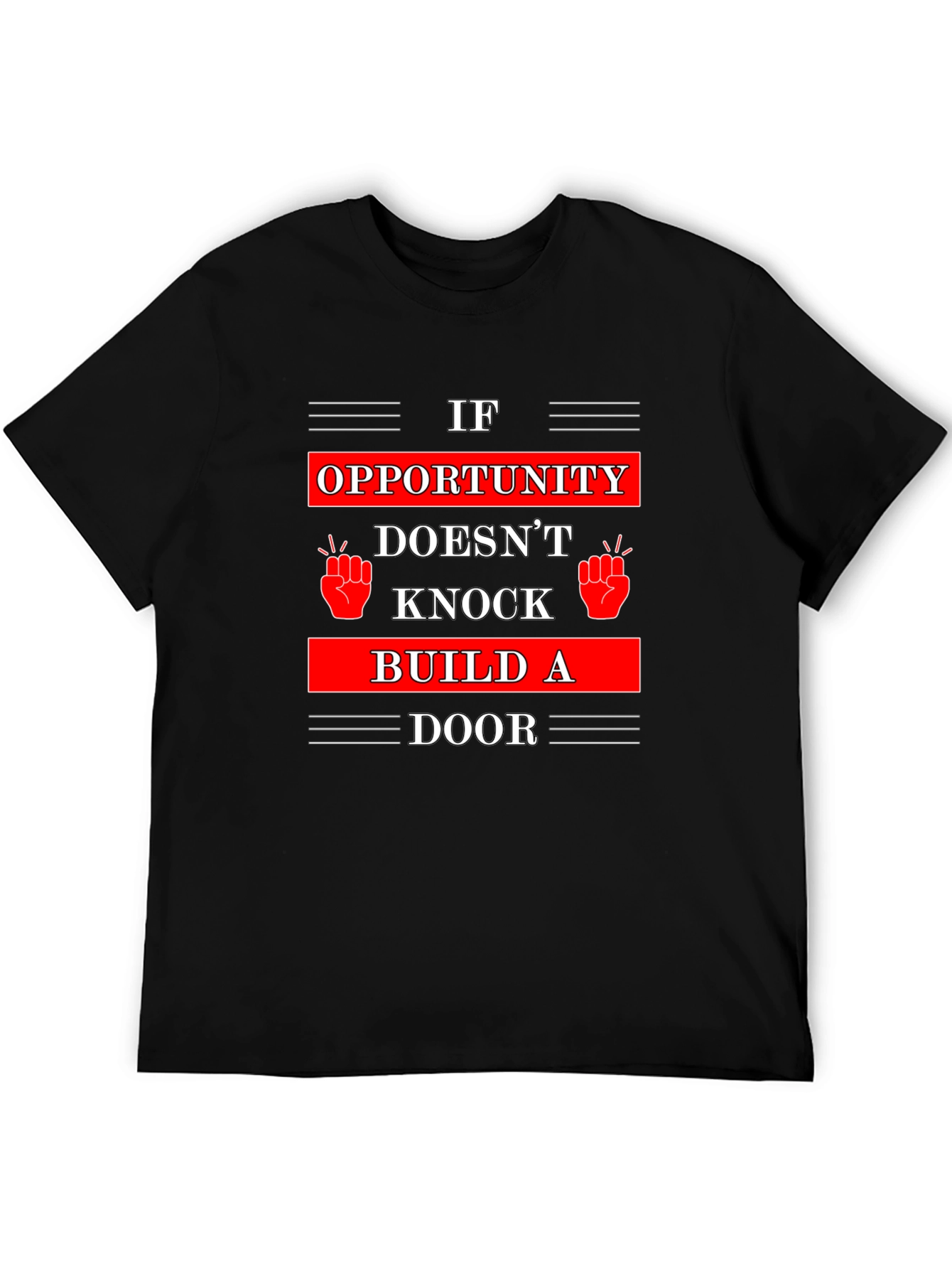 Black Opportunity Knocks T-Shirt - Build A Door view 5