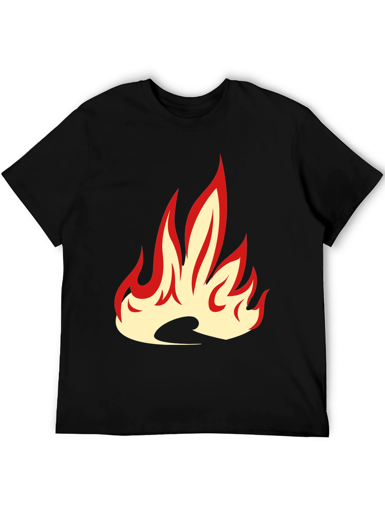 Black Fiery Flame Graphic Tee - Bold Black T-Shirt view 5