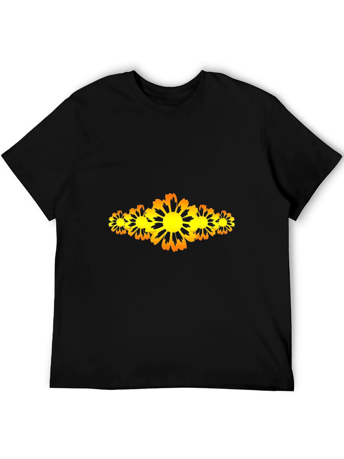 Men's Black T-Shirt with Floral Design - 5
