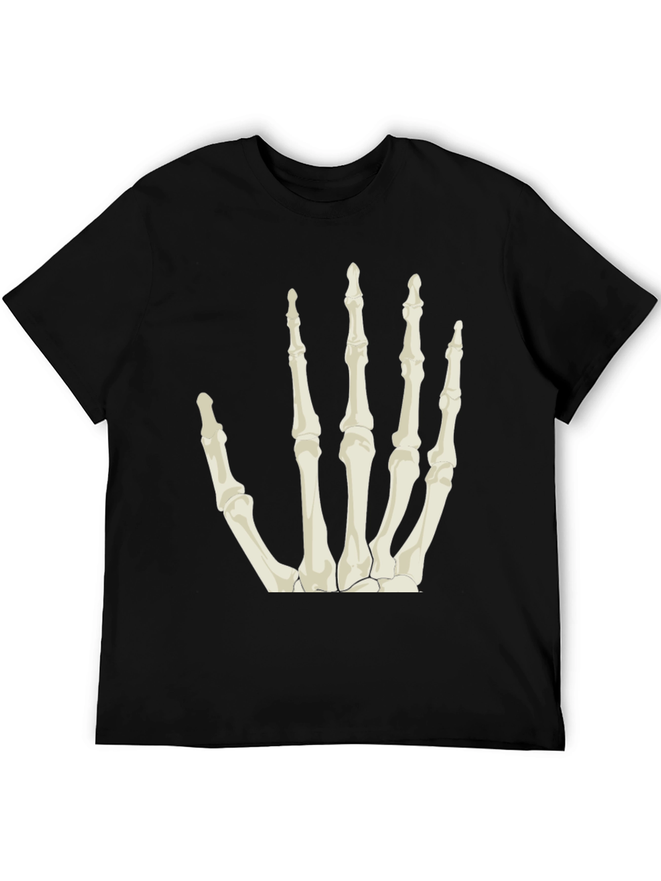 Black Skeleton Hand Graphic Tee - Black Cotton T-Shirt view 5
