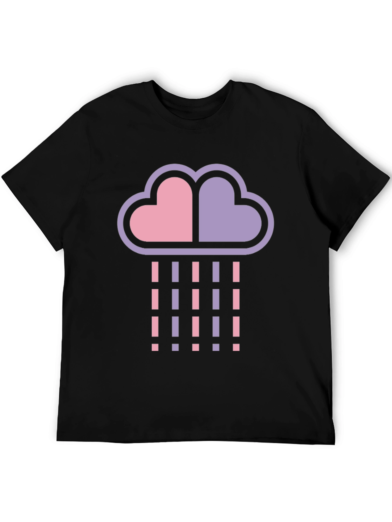 Black Heart Cloud Rain T-Shirt - Black Cotton Blend view 5