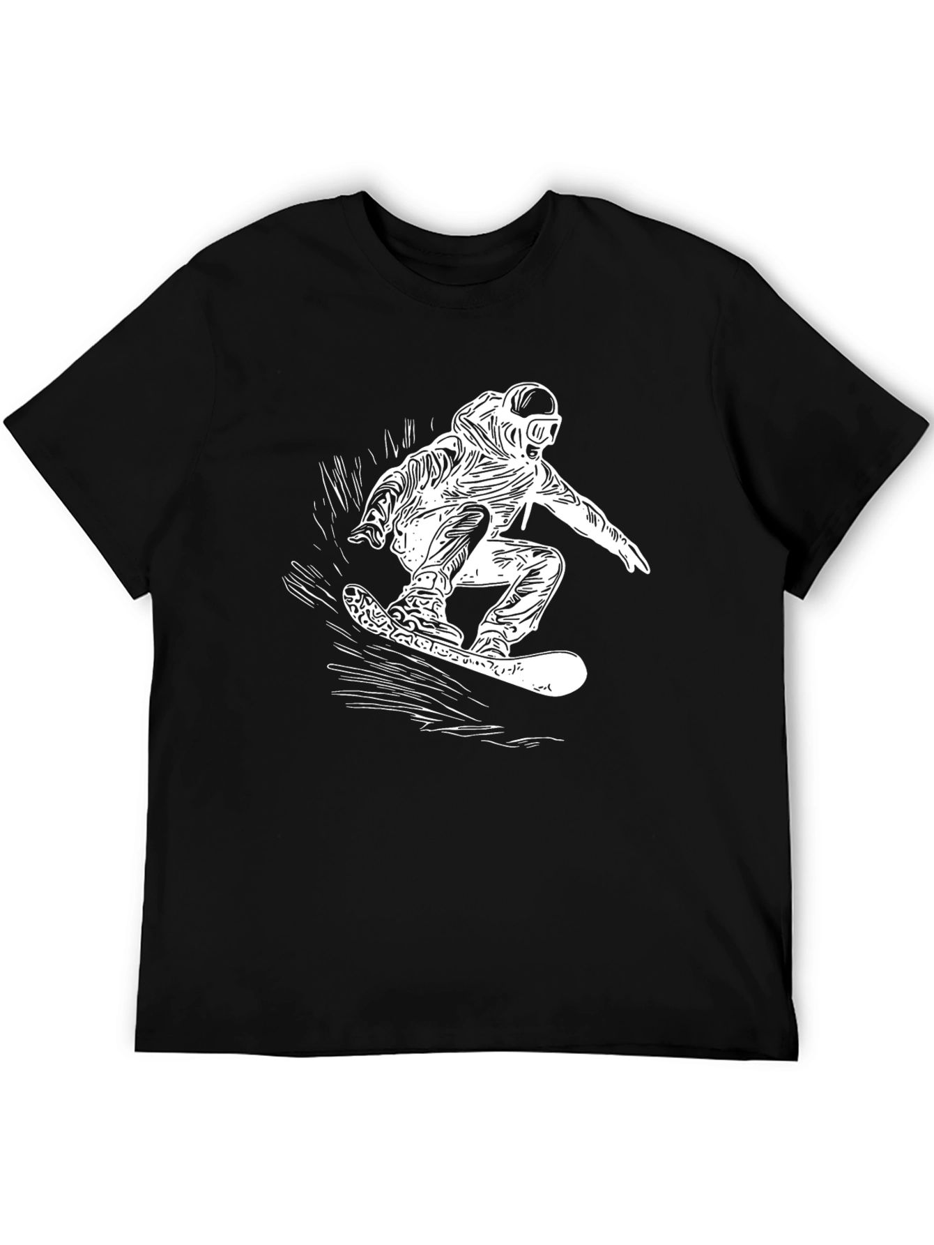 Black Snowboarder Graphic Tee - Black Cotton T-Shirt view 5