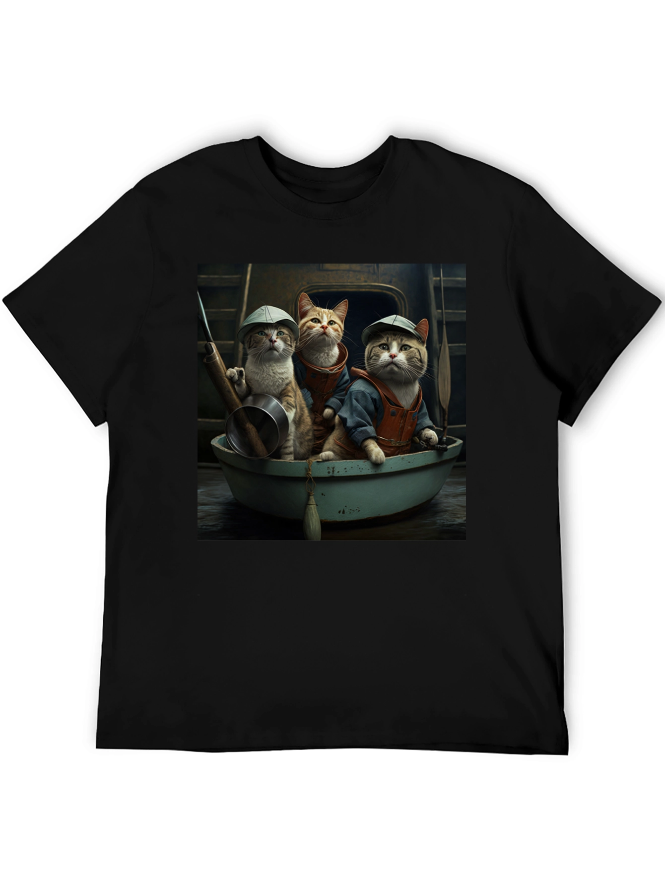 Black Cats in Boat Graphic Tee view 5