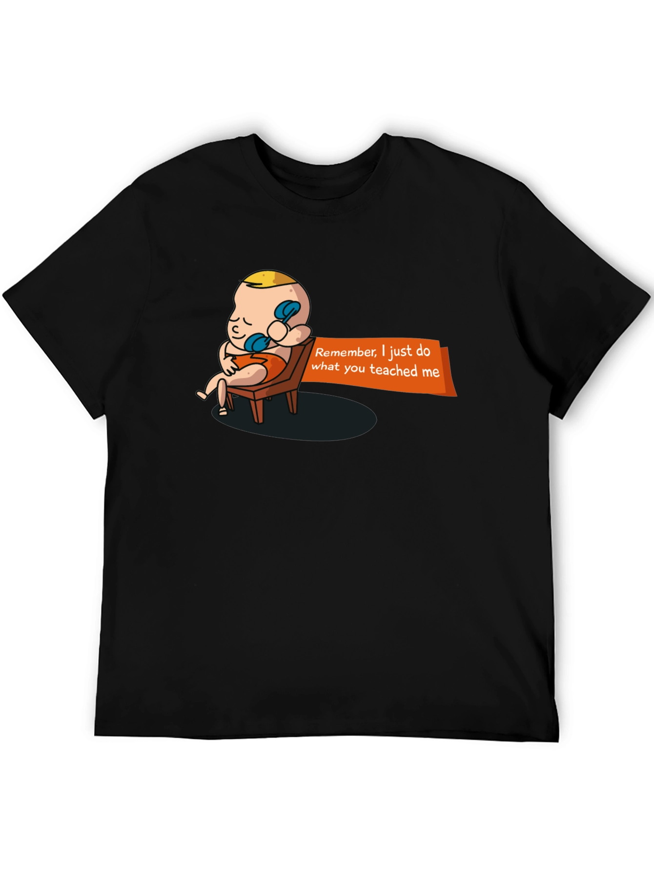 Black Funny Baby On Phone Graphic Tee - Remember What You Taught Me! view 5