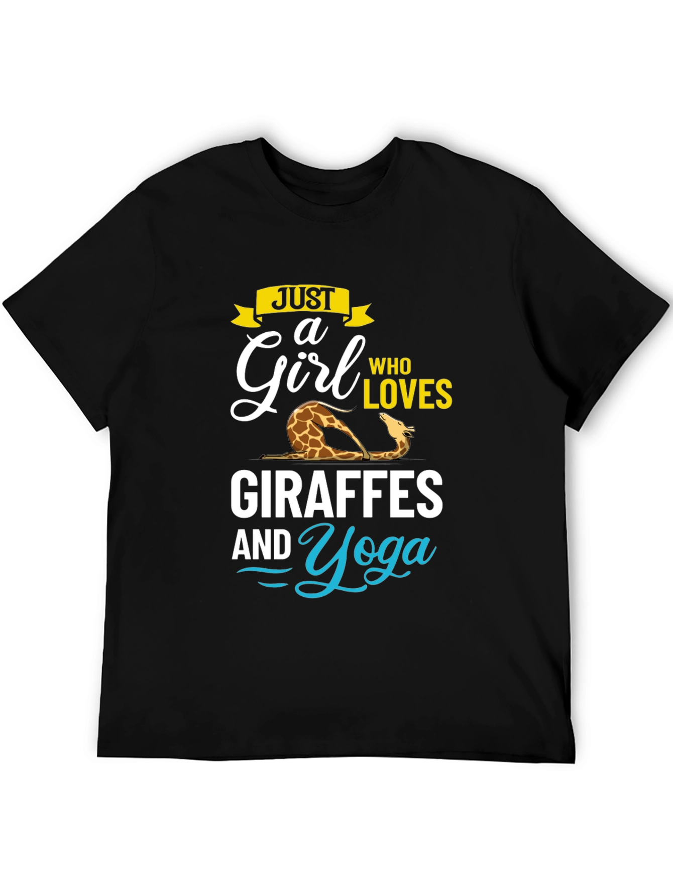 Black Giraffe Yoga Lover Black T-Shirt view 5