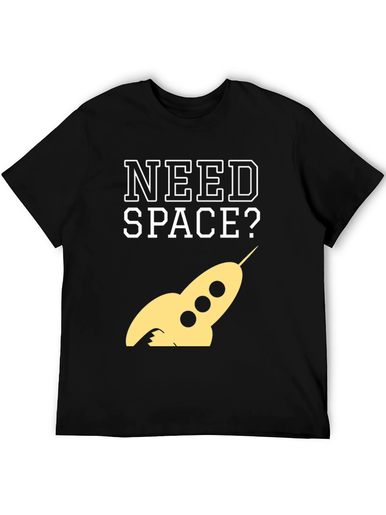 Black Need Space? Rocket Graphic Tee - Black Cotton T-Shirt view 5
