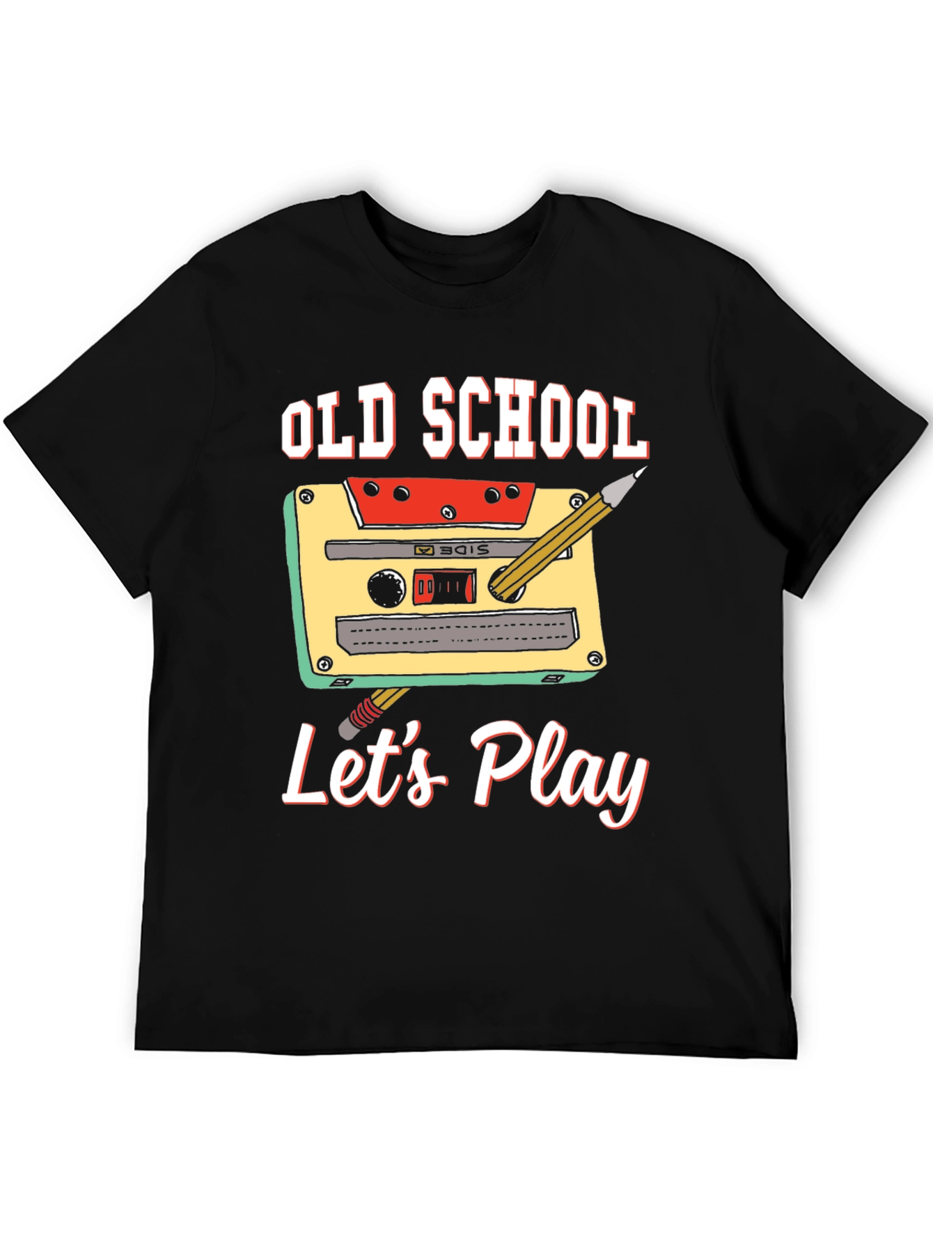 Black Old School Let's Play Graphic Tee view 5
