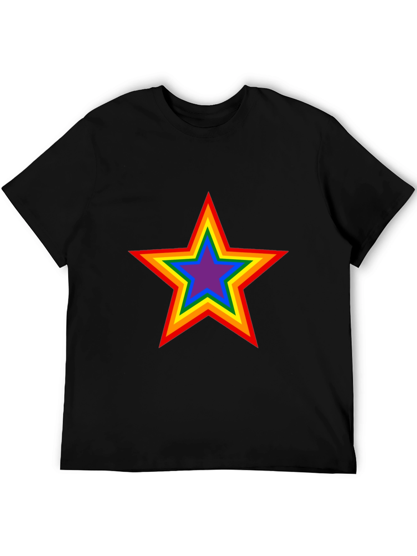Black Rainbow Star Graphic Black T-Shirt view 5