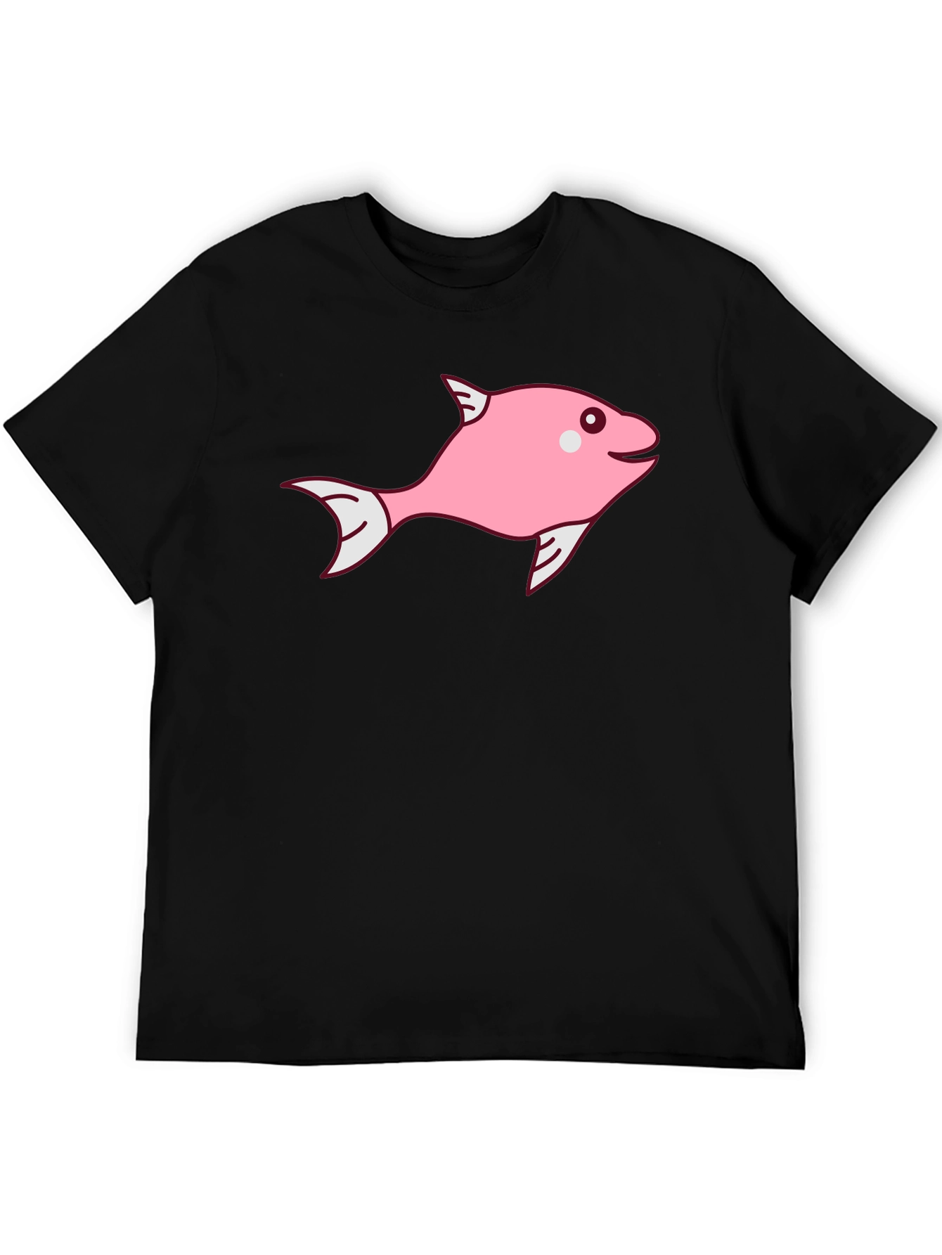Black Pink Fish Graphic Tee - Black Cotton Blend view 5