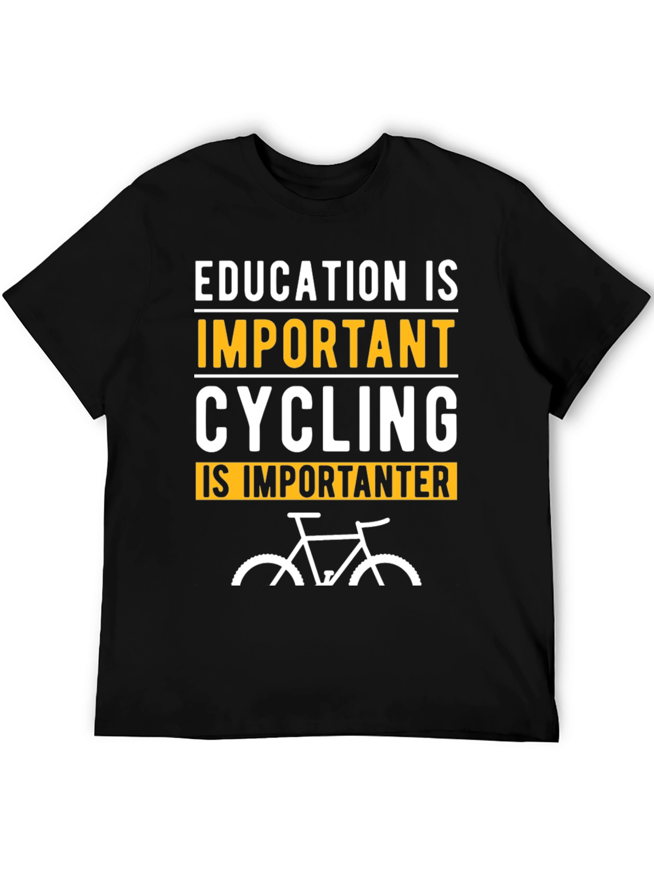 Black Funny Cycling T-Shirt: Education is Important Biker Tee view 5
