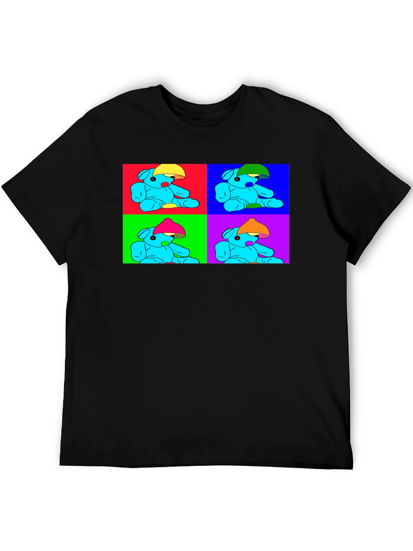 Black Pop Art Teddy Bear Graphic Tee - Unique Design view 5
