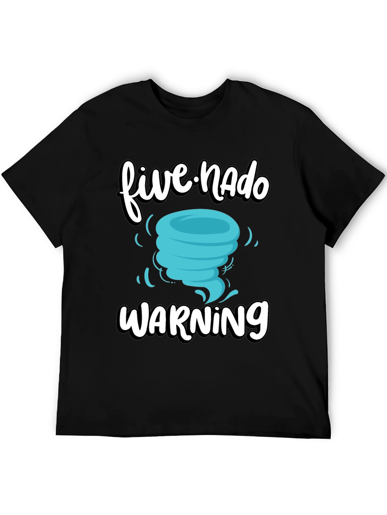 Black Five-Nado Warning T-Shirt, Funny Weather Tee view 5