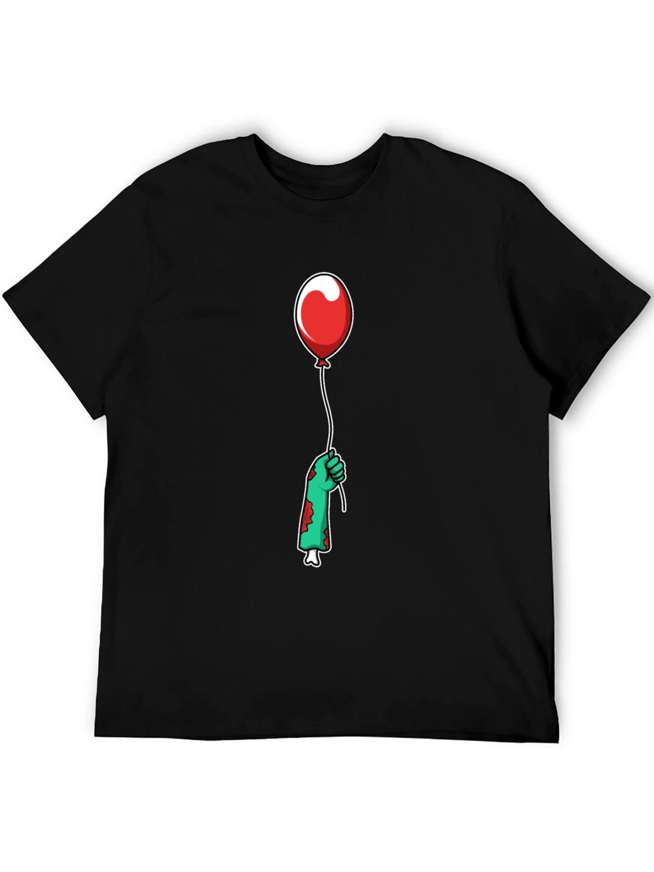 Black Zombie Hand Red Balloon Graphic T-Shirt view 5