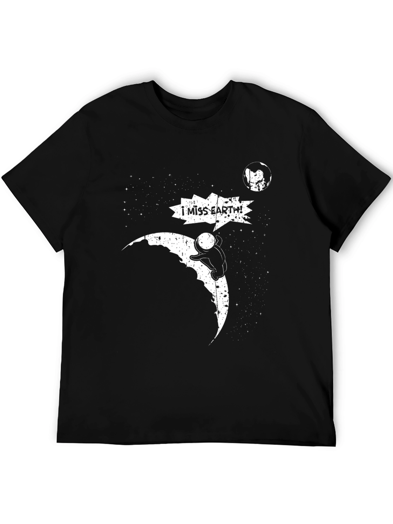 Black I Miss Earth Graphic T-Shirt - Black Cotton Tee view 5