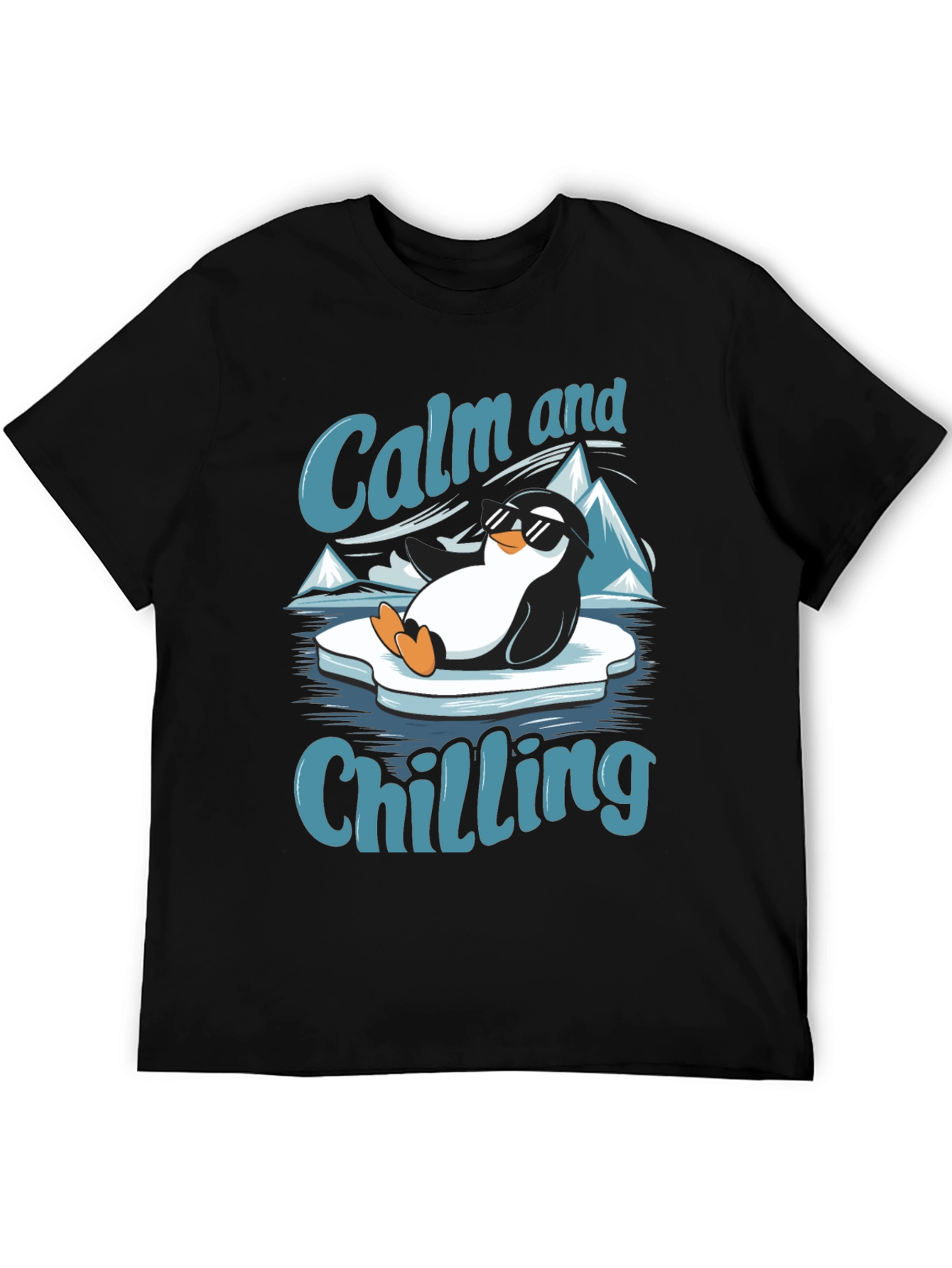 Black Calm and Chilling Penguin T-Shirt view 5