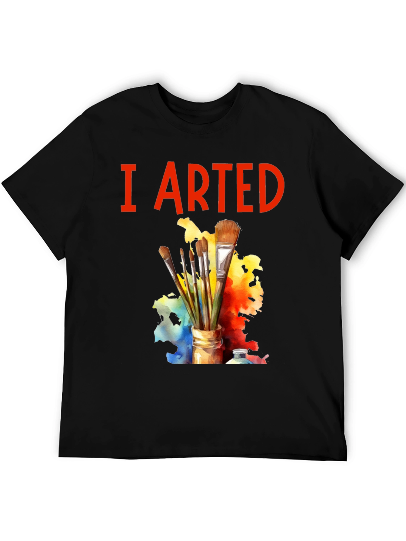 Black I Arted T-Shirt - Painter's Palette Brush Design view 5