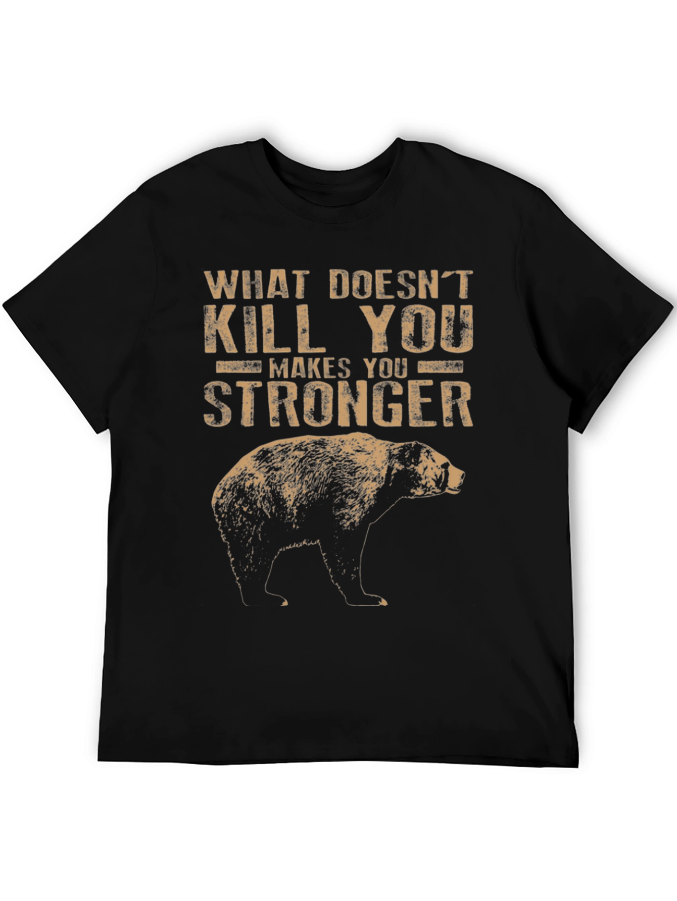 Black Grizzly Bear Stronger Graphic Tee view 5