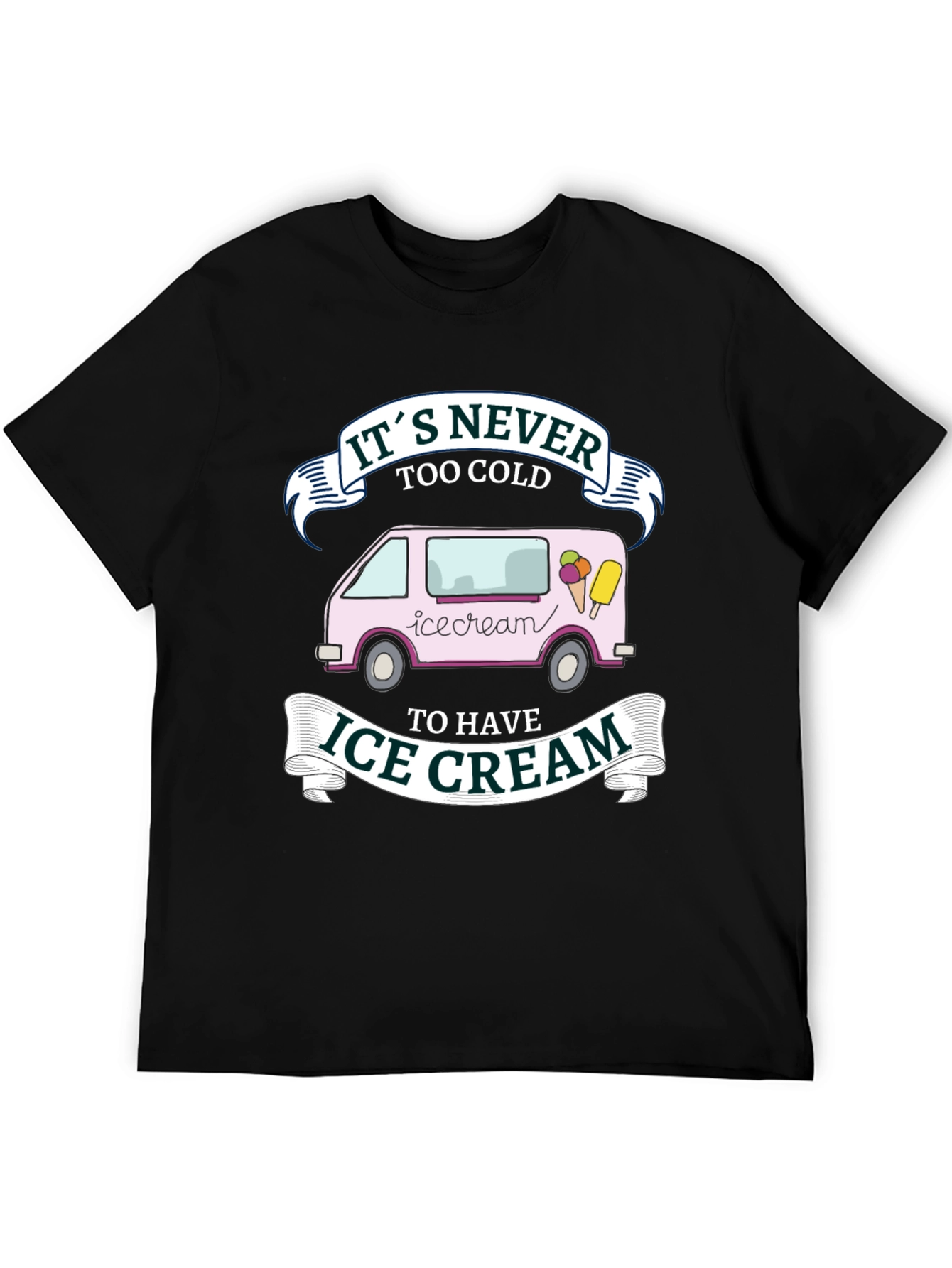 Black It's Never Too Cold Ice Cream Graphic T-Shirt view 5