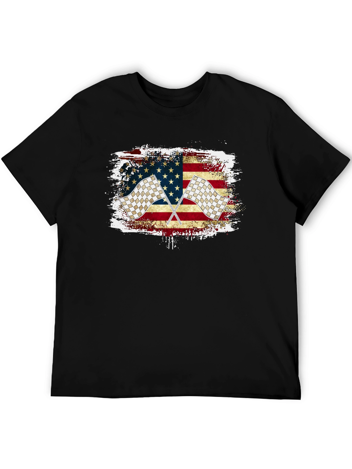 Black Racing Flag USA T-Shirt view 5