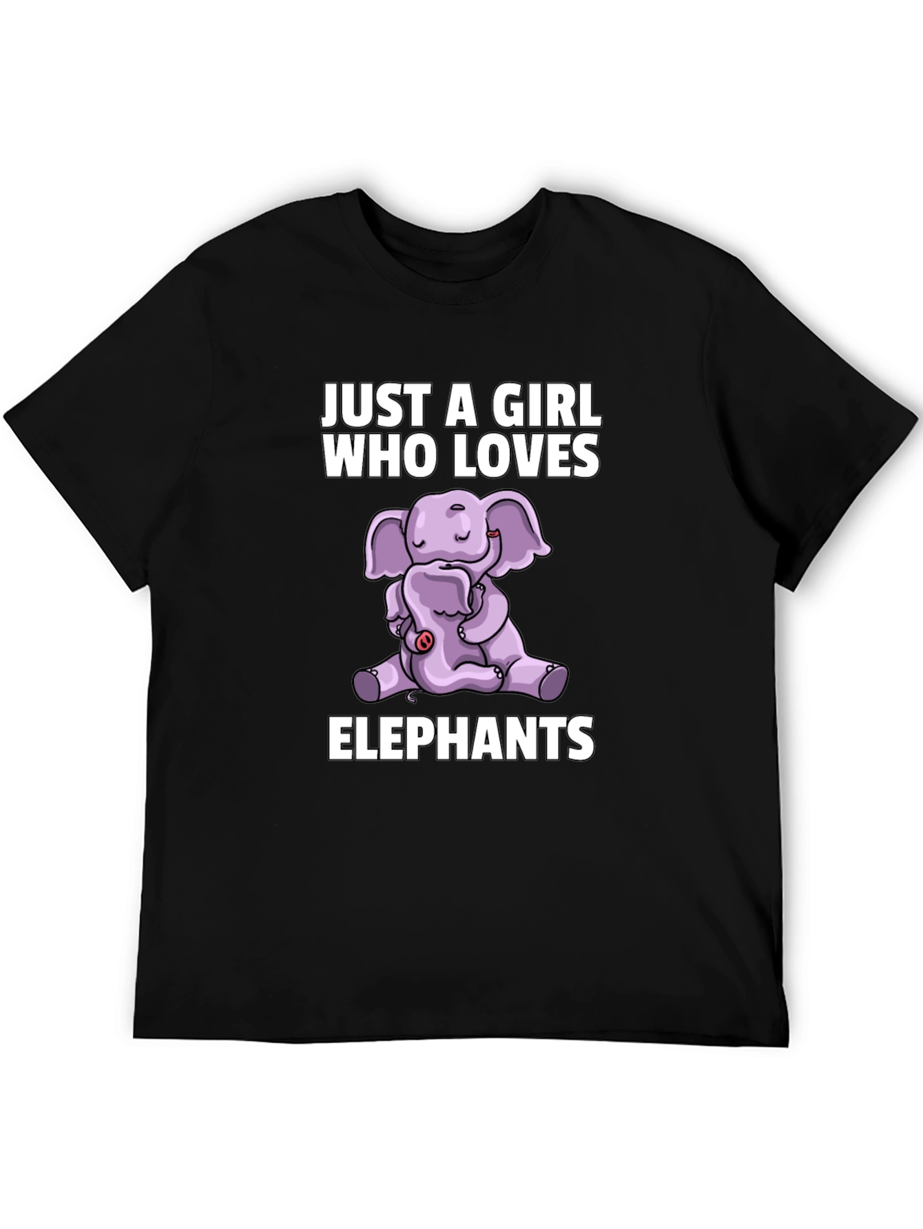 Black Elephant Lover's T-Shirt - Girl's Cute Elephant Design view 5